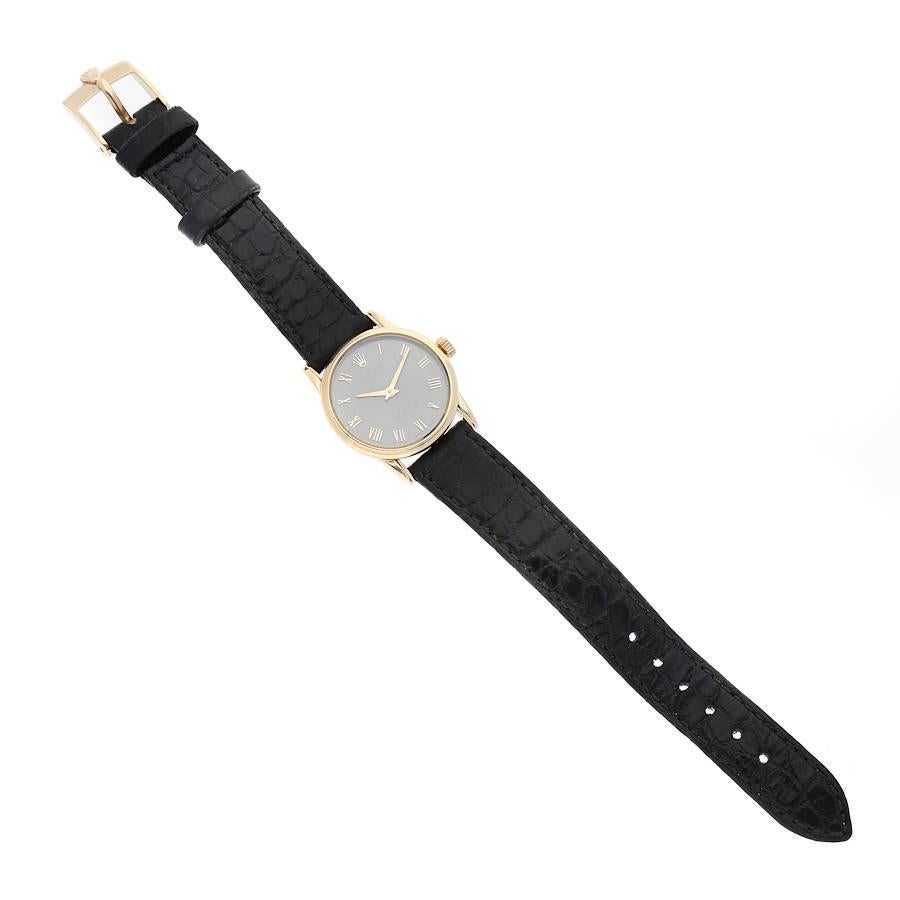 Rolex Cellini Klassische Gelbgold-Damenuhr mit Schiefer-Zifferblatt 6111 5
