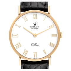 Vintage Rolex Cellini Classic Yellow Gold White Dial Mens Watch 4112