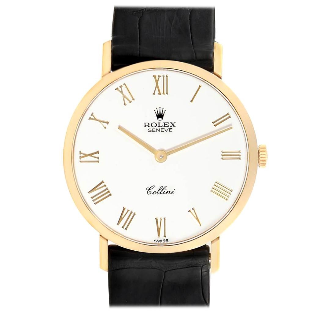 Rolex Cellini Classic Yellow Gold White Dial Men's Watch 4112 NOS