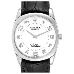 Rolex Cellini Danaos 18 Karat White Gold Black Strap Men’s Watch 4233
