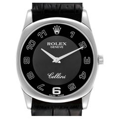 Rolex Cellini Danaos 18K White Gold Black Dial Mens Watch 4233