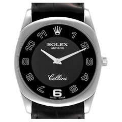 Rolex Cellini Danaos 18K White Gold Black Dial Mens Watch 4233