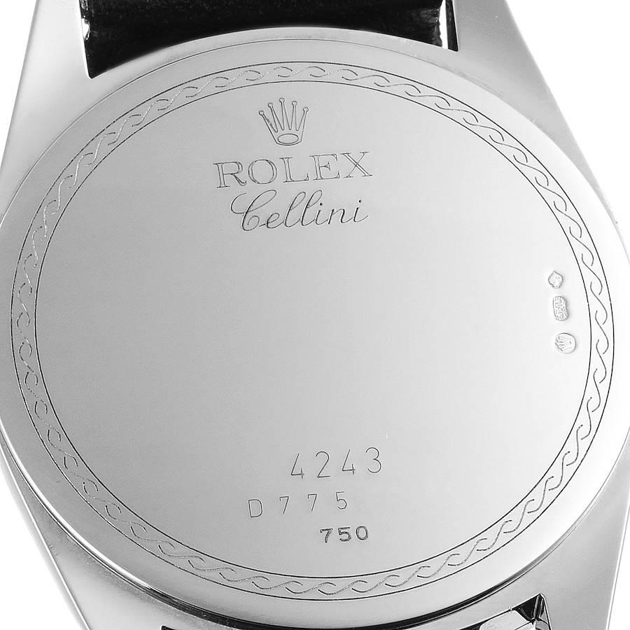 Rolex Cellini Danaos 18k White Gold Black Dial Mens Watch 4243 In Excellent Condition In Atlanta, GA