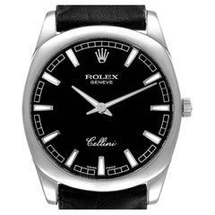 Rolex Cellini Danaos 18k White Gold Black Dial Mens Watch 4243