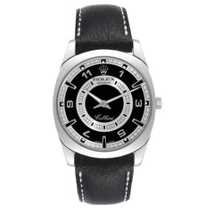 Rolex Cellini Danaos 18k White Gold Black Silver Dial Mens Watch 4243