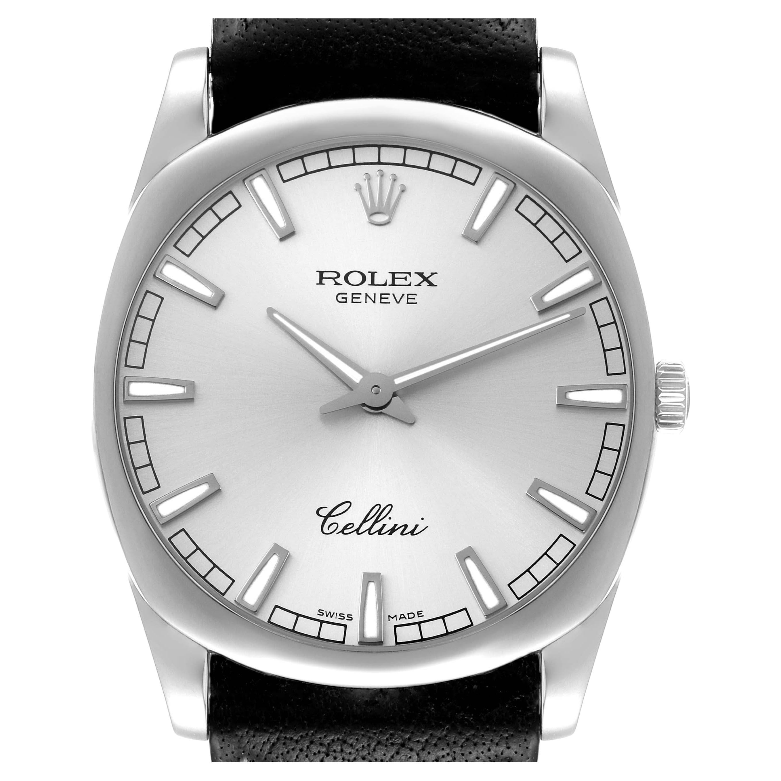 Rolex Cellini Danaos Black Dial White Gold Rose Gold Brown Strap Mens