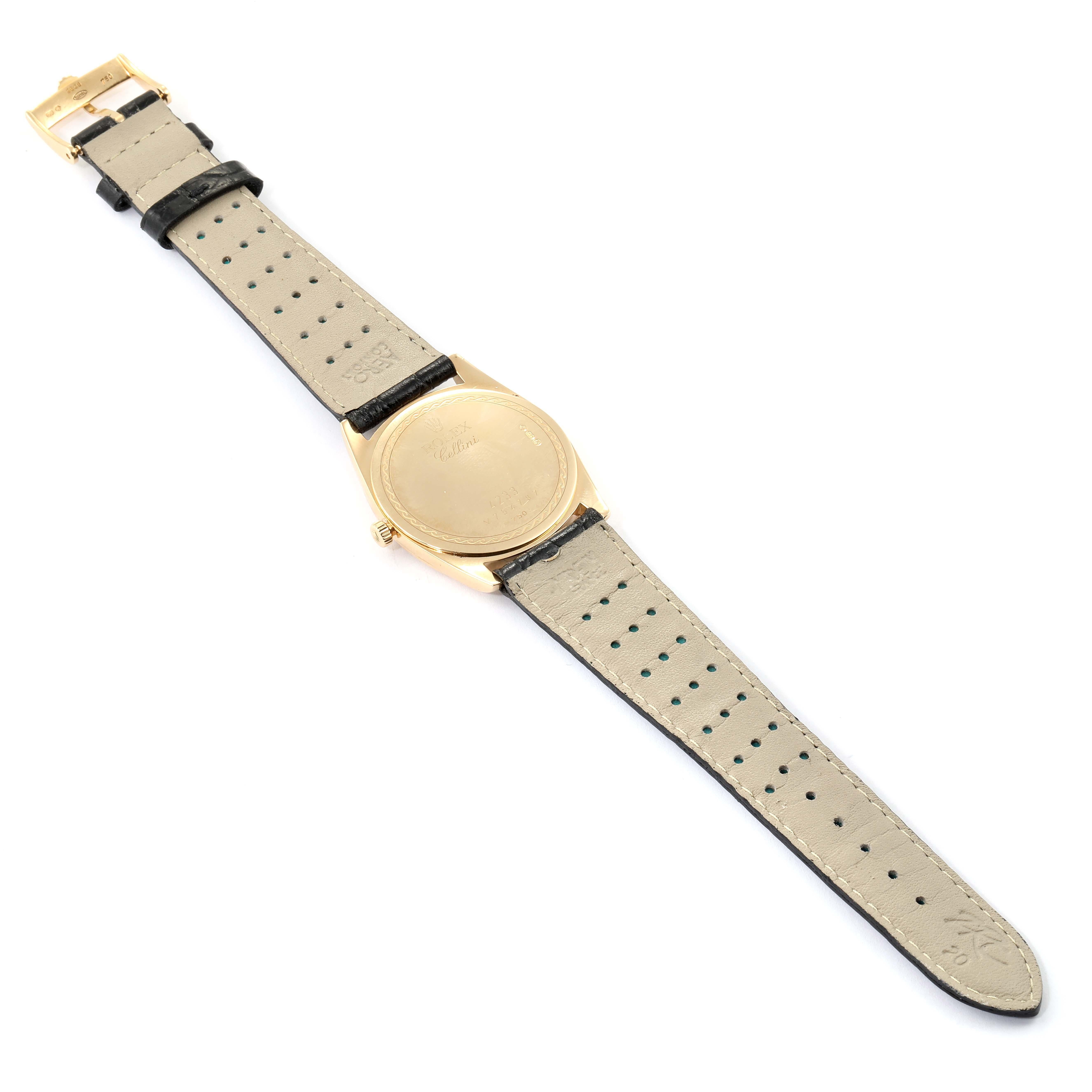 Rolex Cellini Danaos White and Rose Gold Brown Strap Men's Watch 4233 For Sale 7