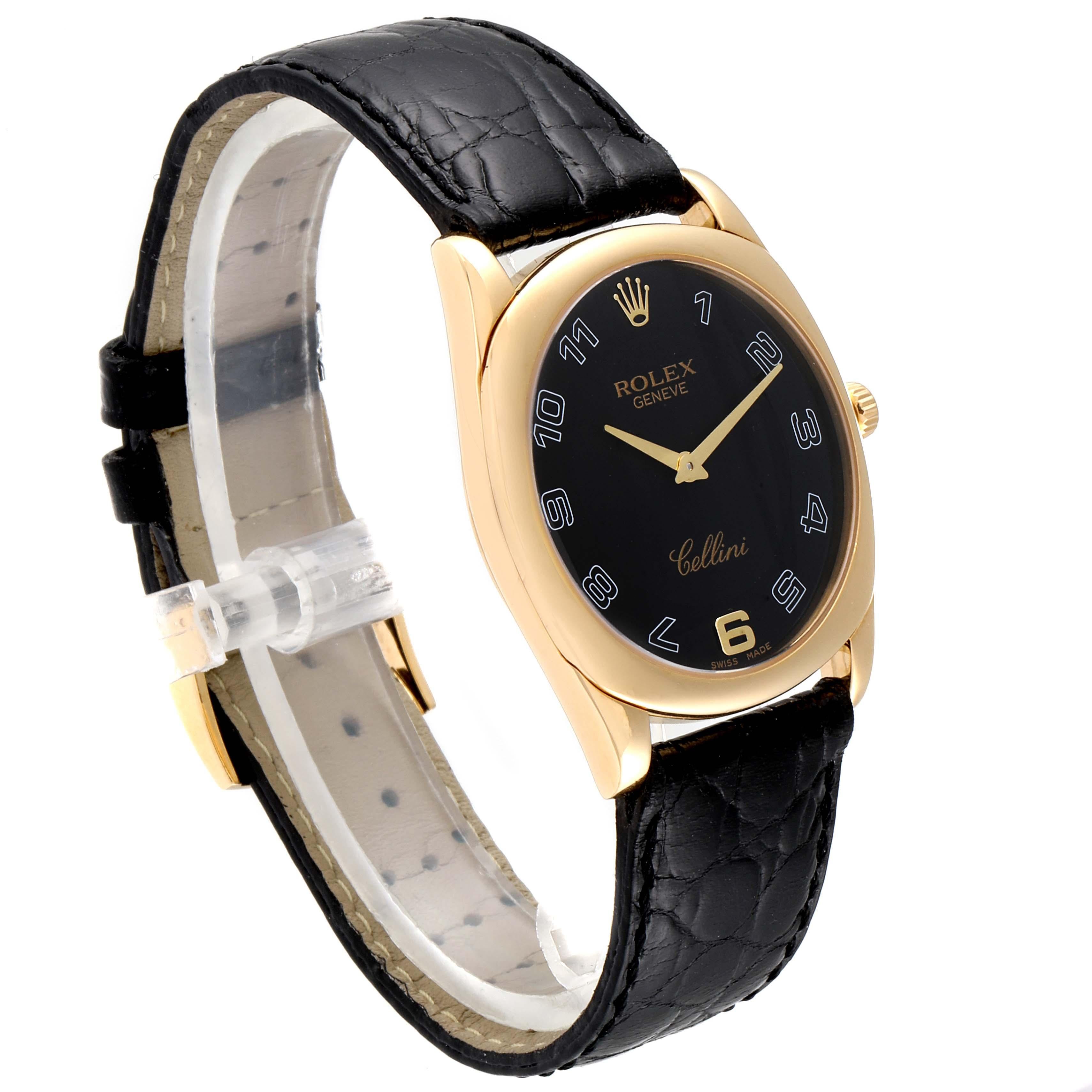Rolex Cellini Danaos White and Rose Gold Brown Strap Men's Watch 4233 In Excellent Condition For Sale In Atlanta, GA