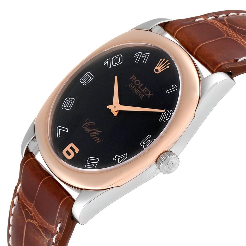 Women's or Men's Rolex Cellini Danaos White and Rose Gold Brown Strap Men's Watch 4233