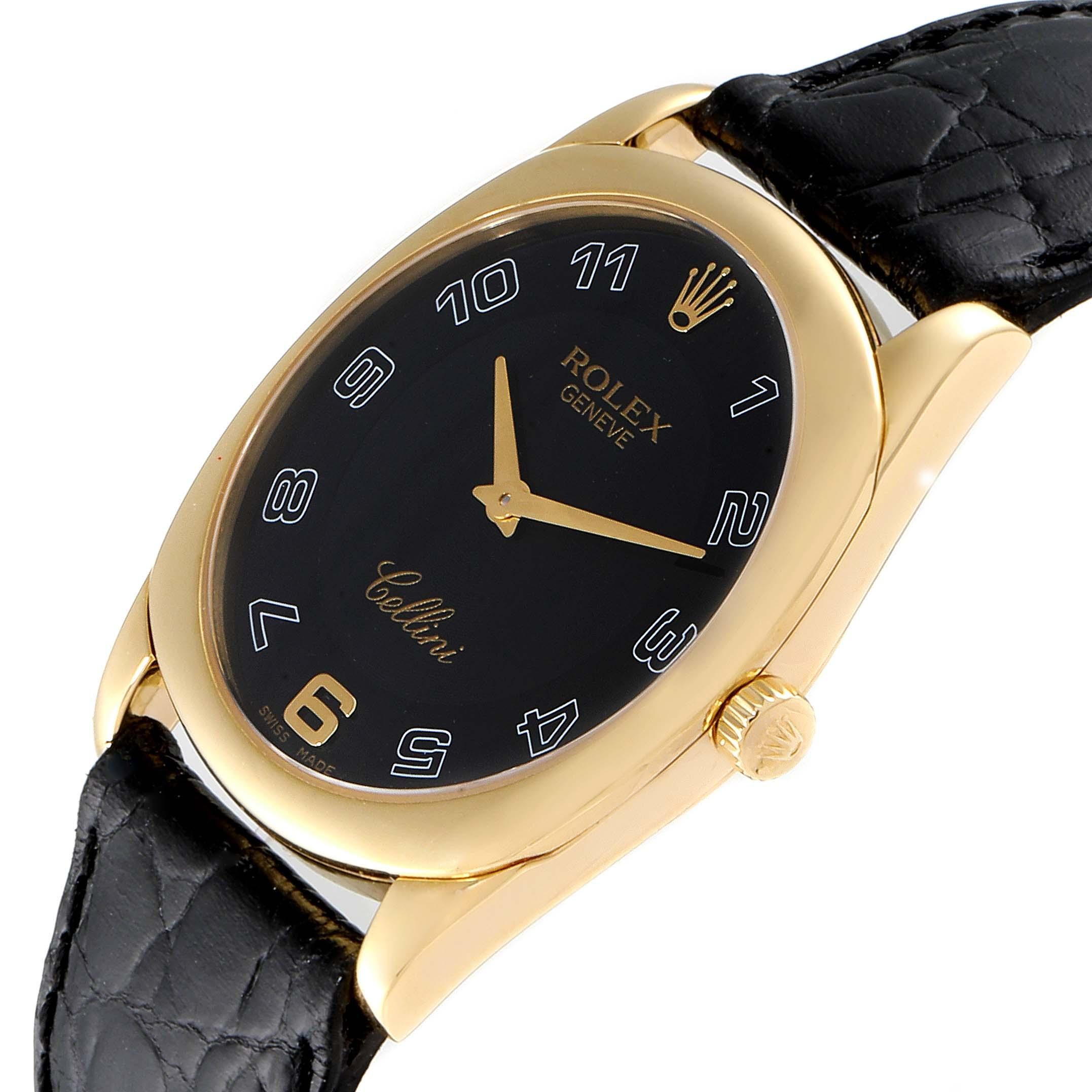 Rolex Cellini Danaos White and Rose Gold Brown Strap Men's Watch 4233 For Sale 2