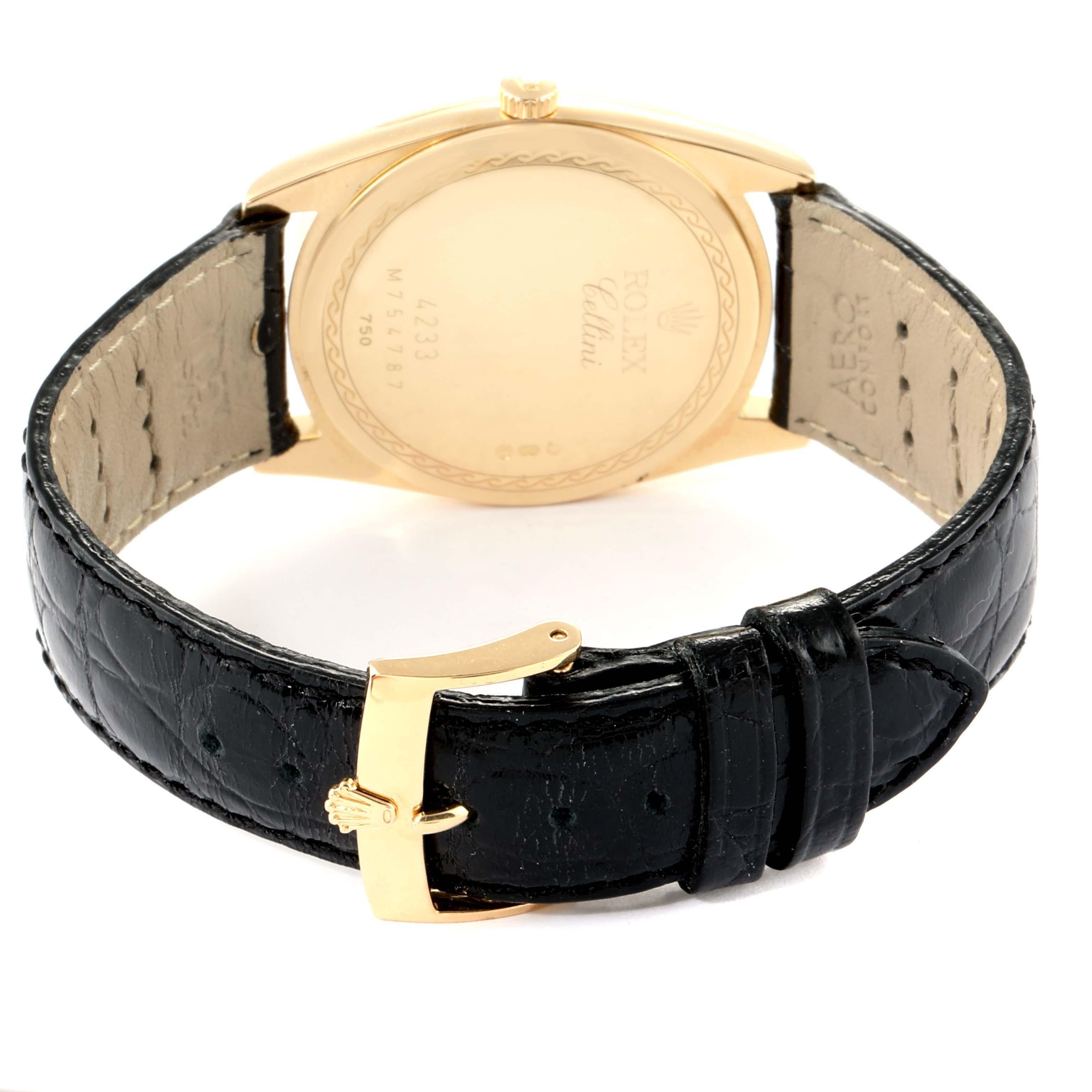 Rolex Cellini Danaos White and Rose Gold Brown Strap Men's Watch 4233 For Sale 3