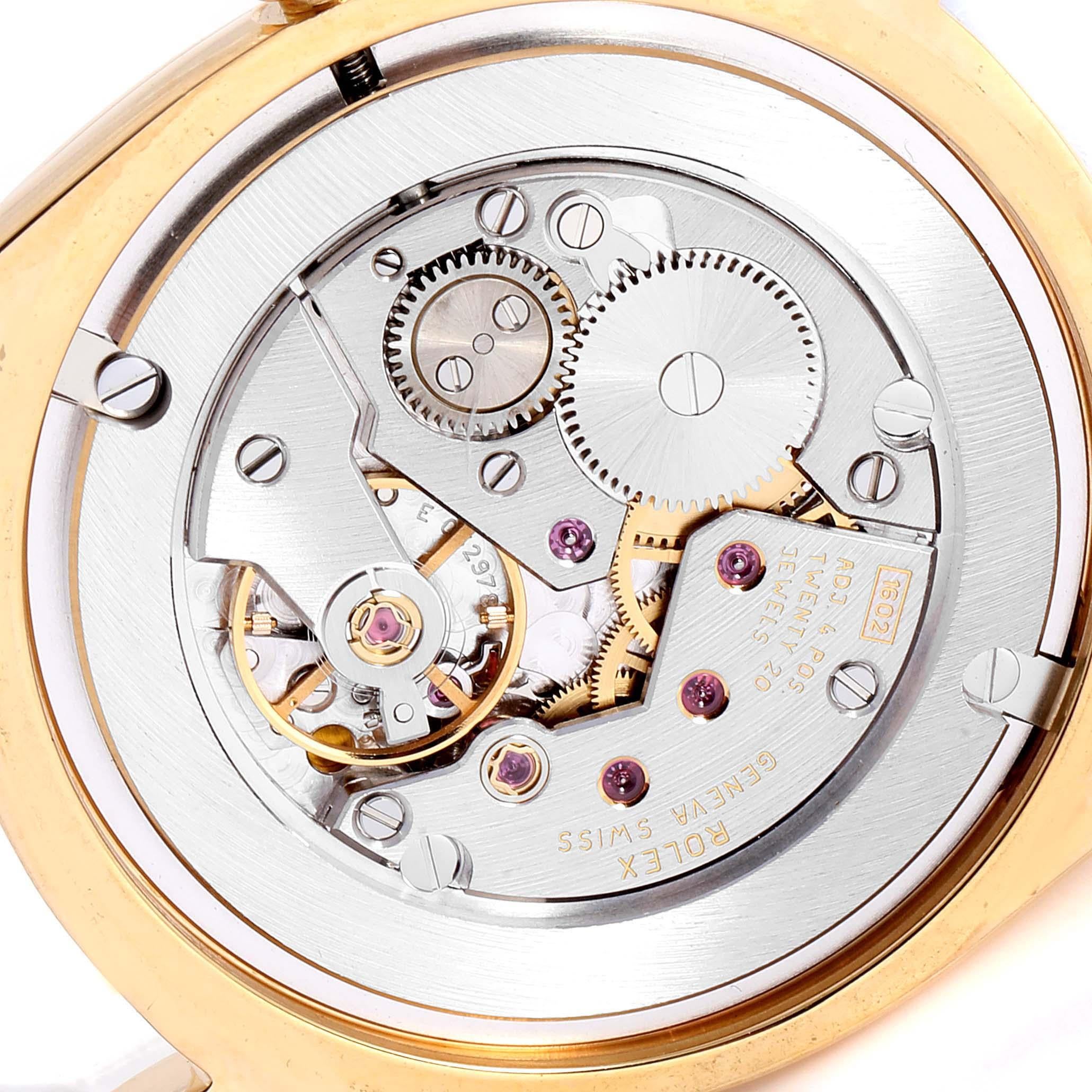 Rolex Cellini Danaos White and Rose Gold Brown Strap Men's Watch 4233 For Sale 4