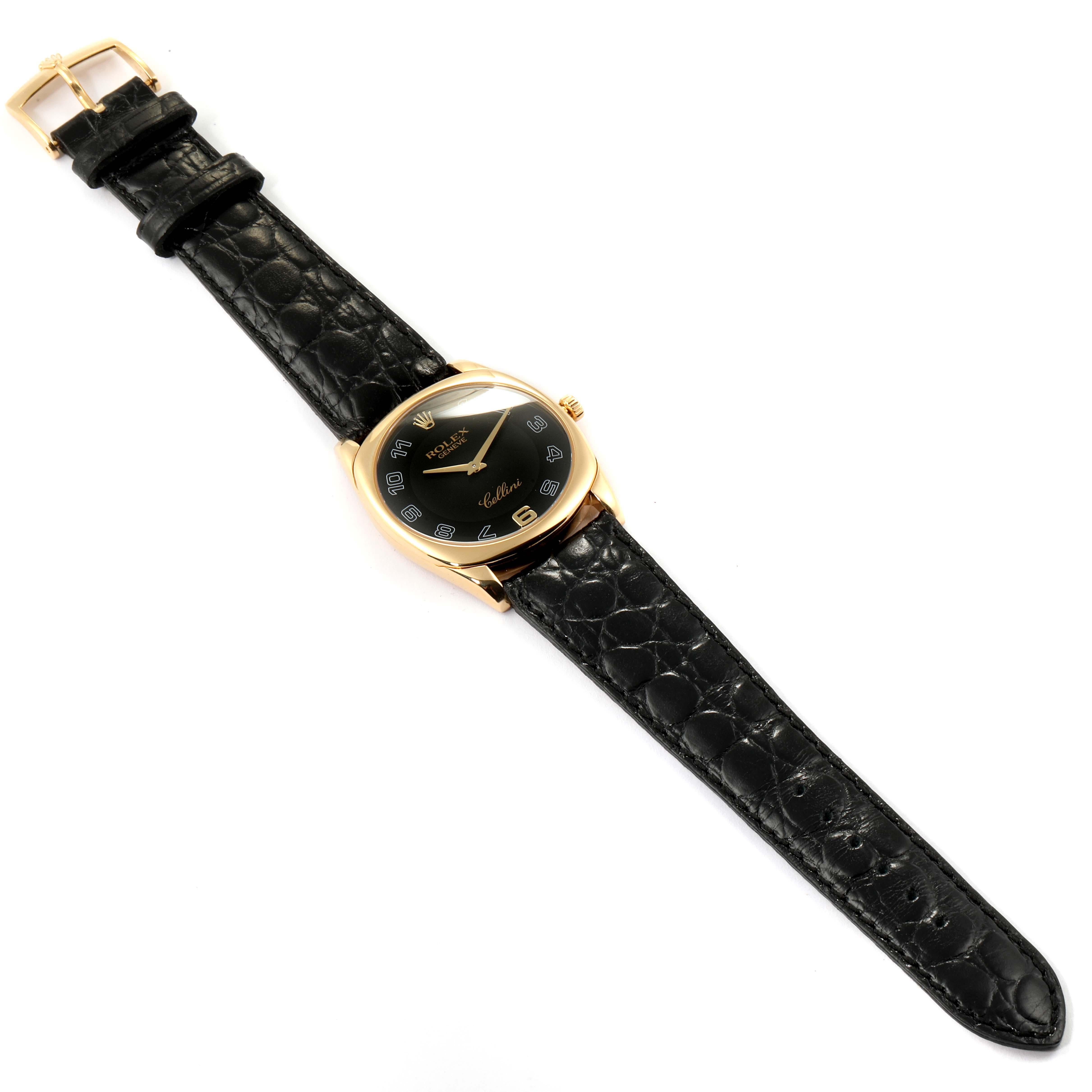 Rolex Cellini Danaos White and Rose Gold Brown Strap Men's Watch 4233 For Sale 6