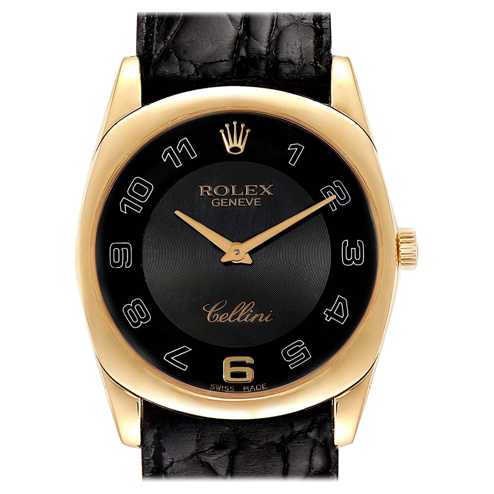 Rolex Cellini Danaos White and Rose Gold Brown Strap Men's Watch 4233 For Sale