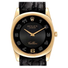 Rolex Cellini Danaos White and Rose Gold Brown Strap Men's Watch 4233