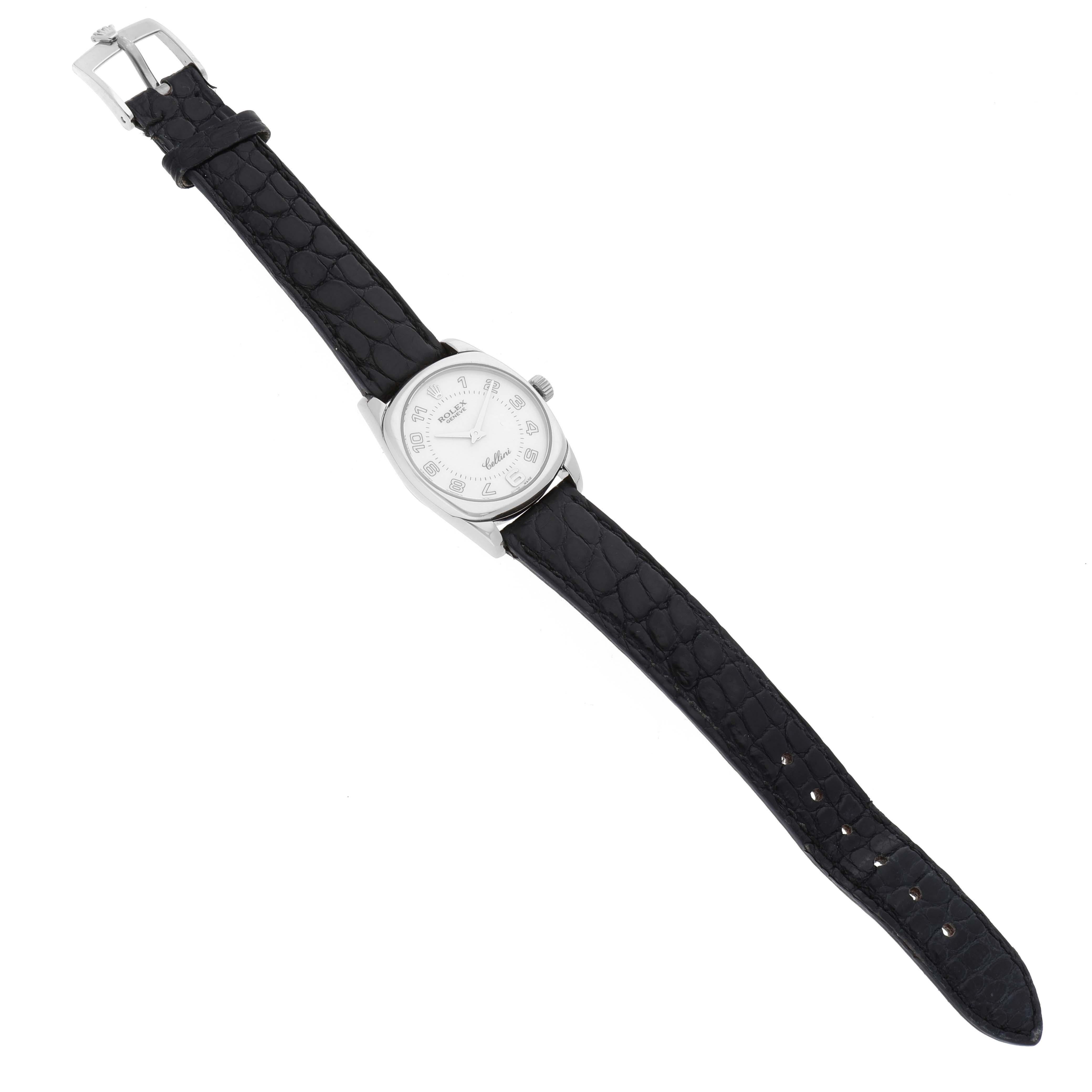 Rolex Cellini Danaos White Gold Black Strap Ladies Watch 6229 For Sale 6