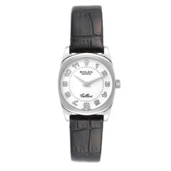 Rolex Cellini Danaos White Gold Black Strap Ladies Watch 6229