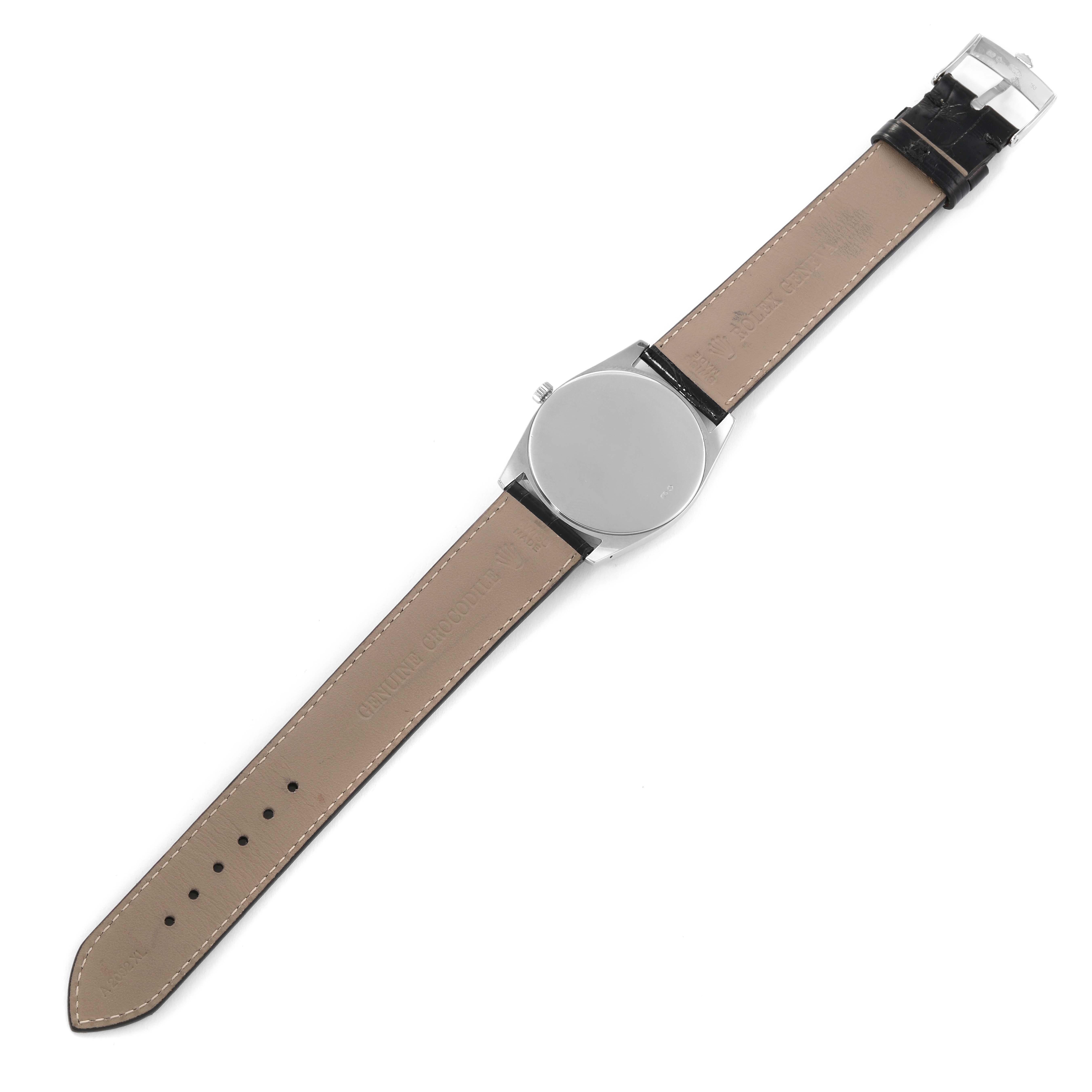 Rolex Cellini Danaos White Gold Black Strap Mens Watch 4233 3