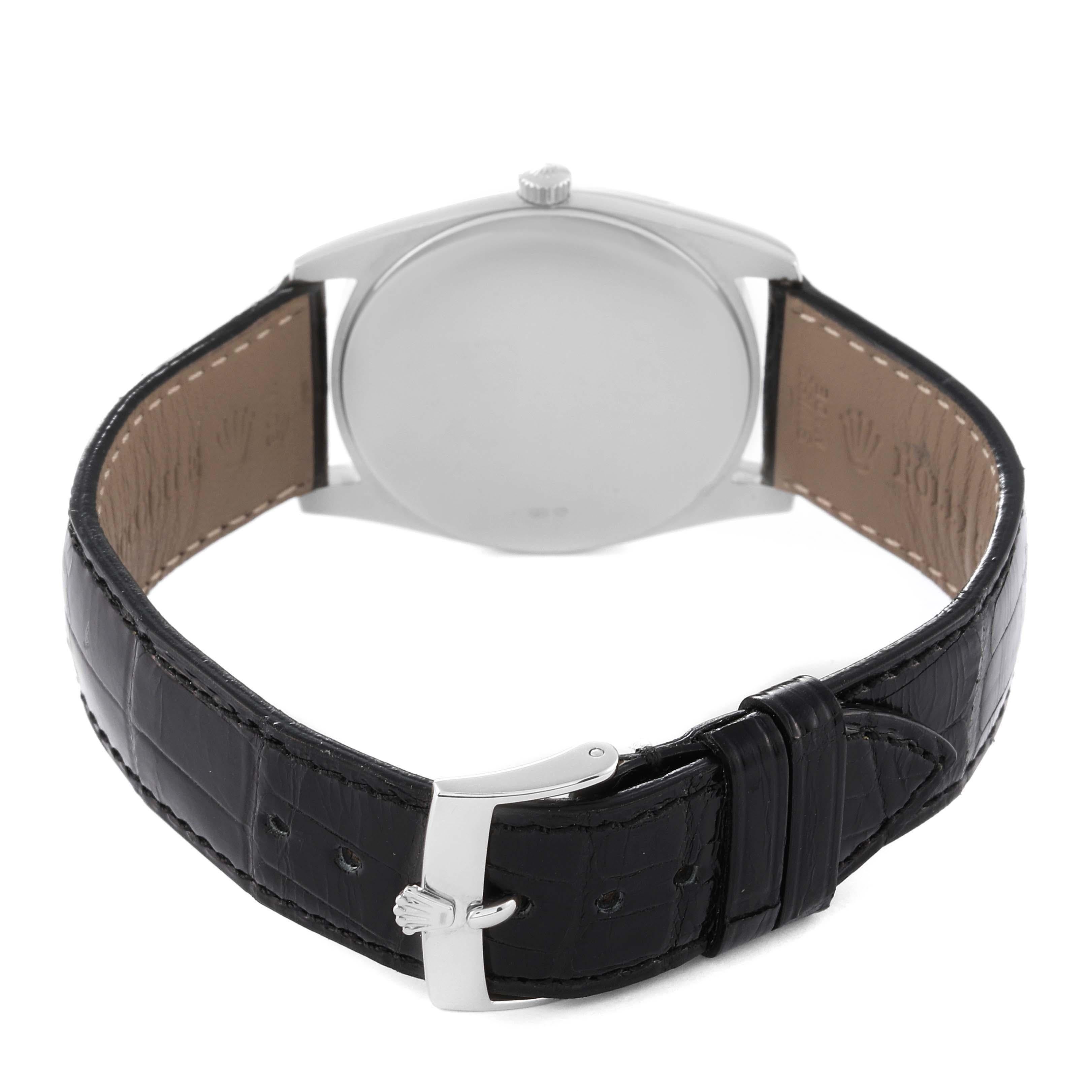 Rolex Cellini Danaos White Gold Black Strap Mens Watch 4233 1