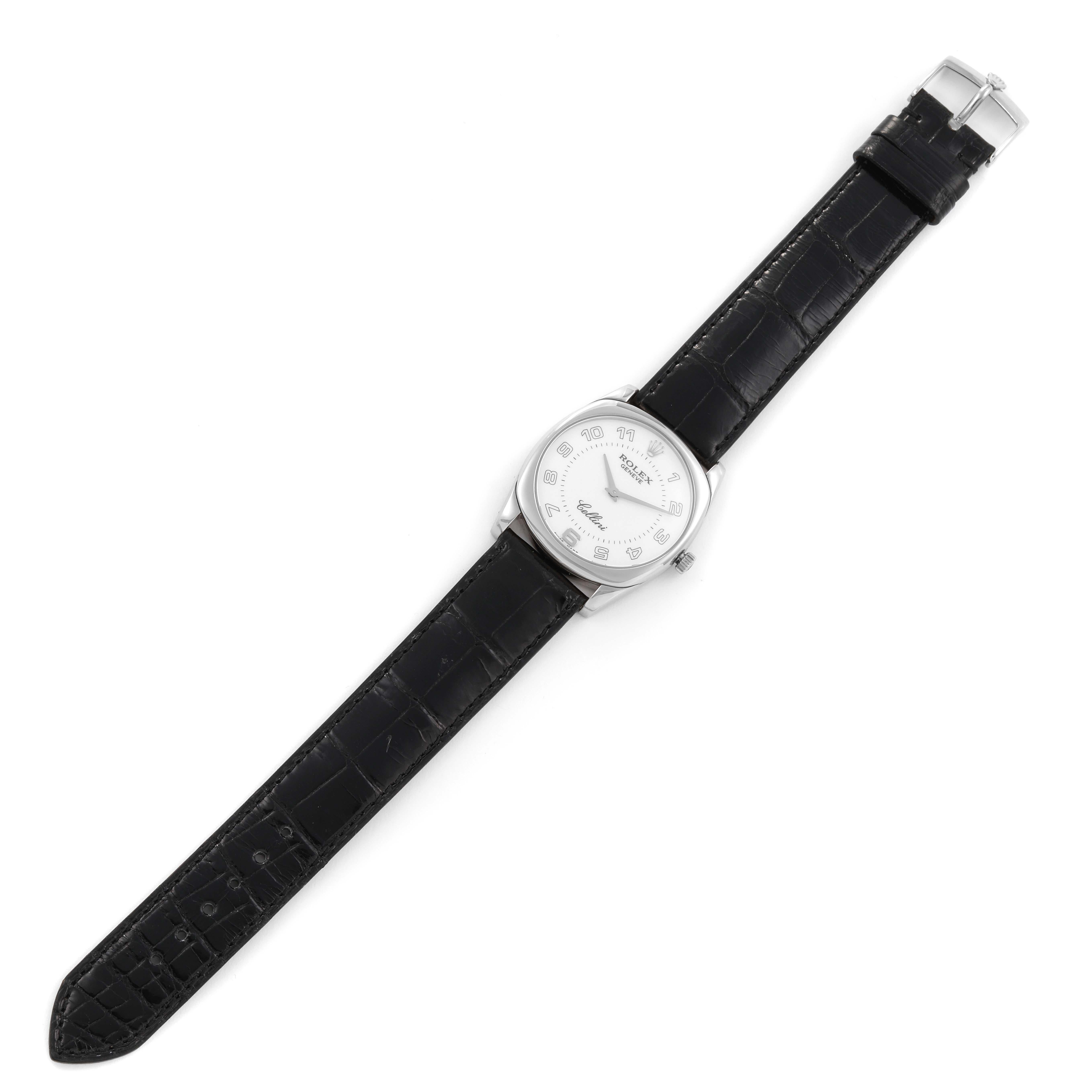 Rolex Cellini Danaos White Gold Black Strap Mens Watch 4233 2