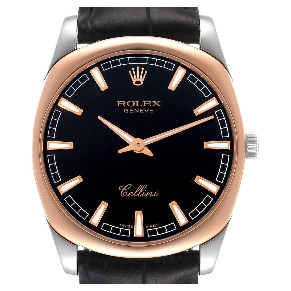Rolex Cellini Danaos White Gold Rose Gold Black Dial Mens Watch 4243