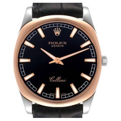 Rolex Cellini Danaos White Gold Rose Gold Black Dial Mens Watch 4243