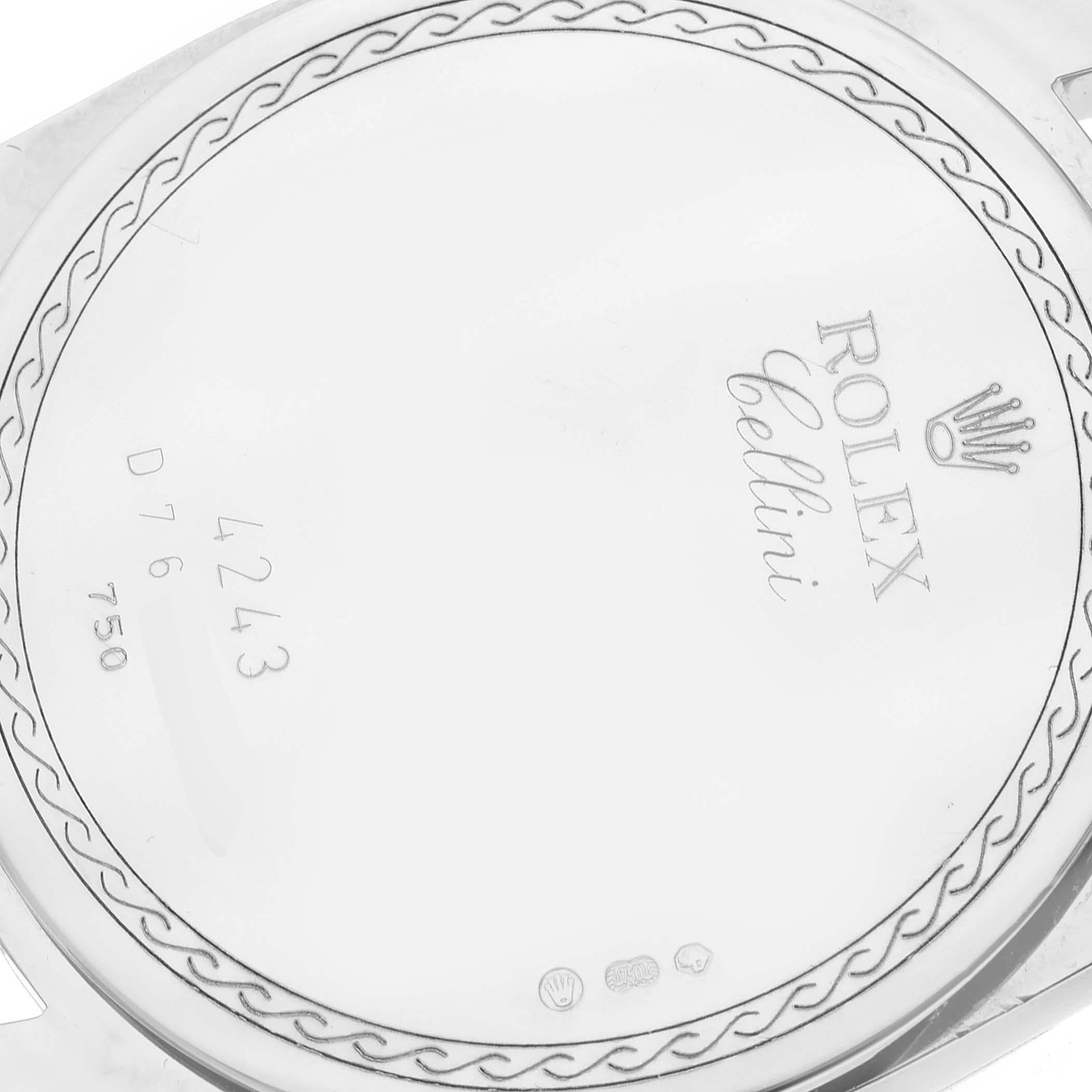 Rolex Cellini Danaos White Gold Silver Dial Mens Watch 4243 Box Card In Excellent Condition In Atlanta, GA