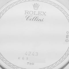 Rolex Cellini Danaos White Gold Silver Dial Mens Watch 4243