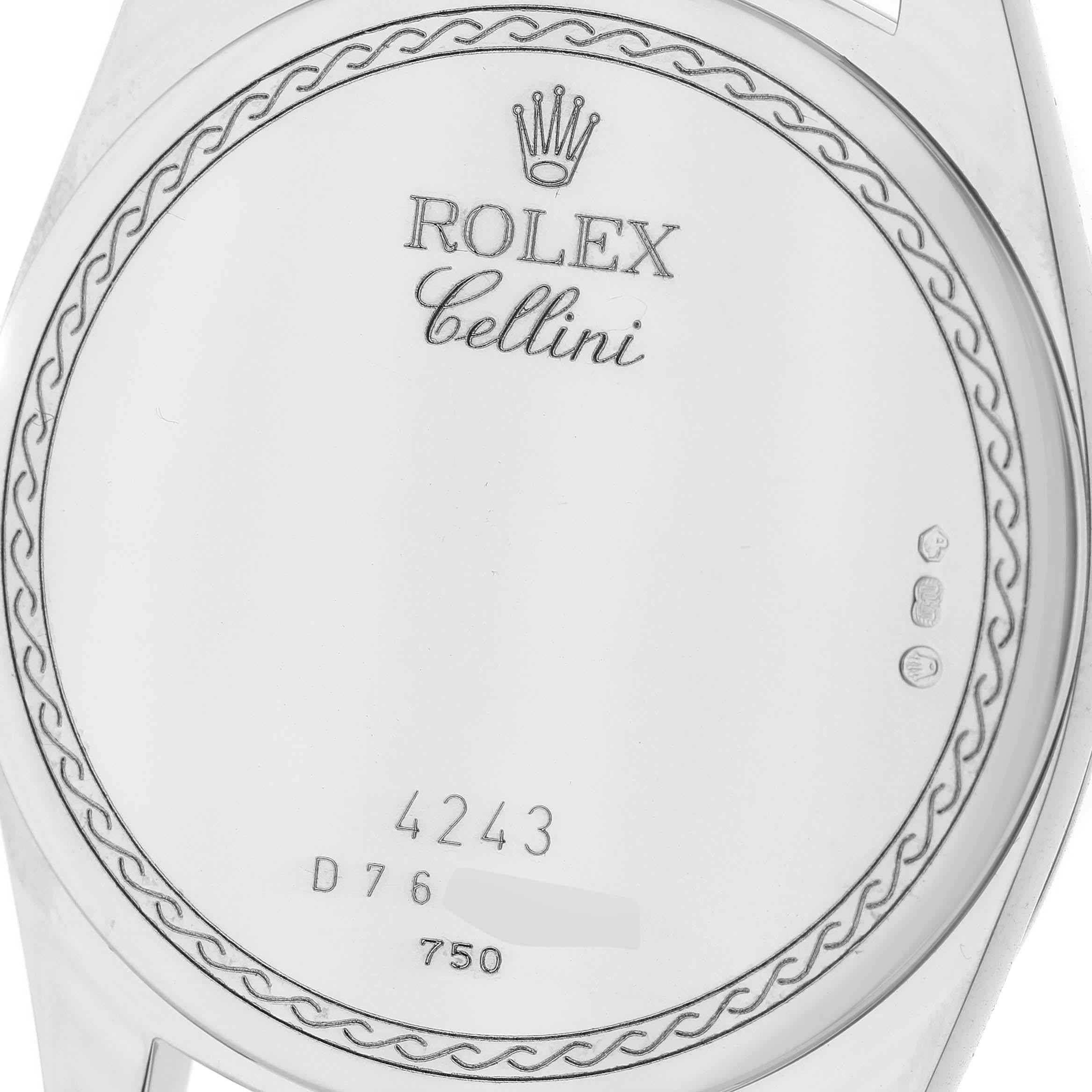 Rolex Cellini Danaos White Gold Silver Dial Mens Watch 4243 1