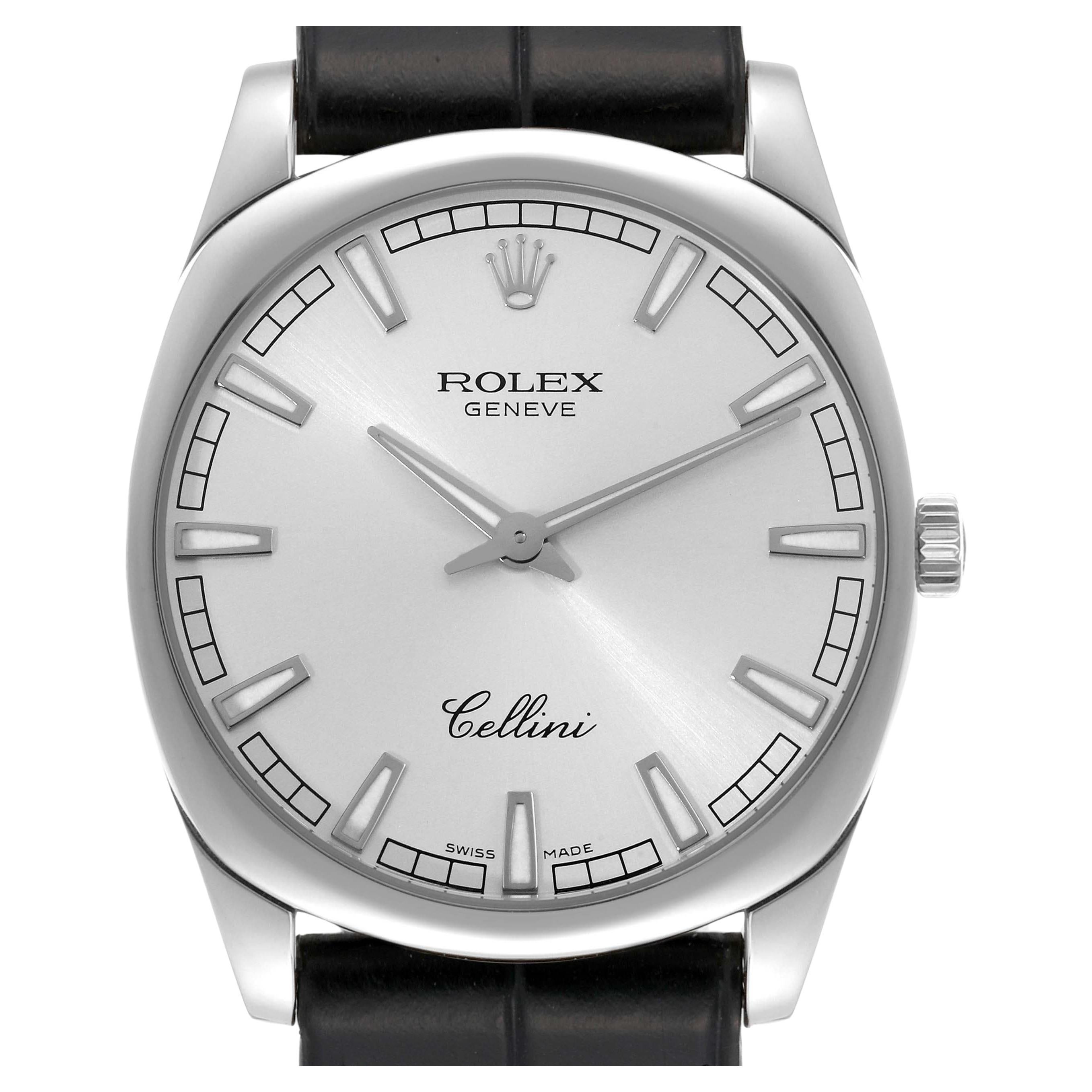 Rolex Cellini Danaos White Gold Silver Dial Mens Watch 4243