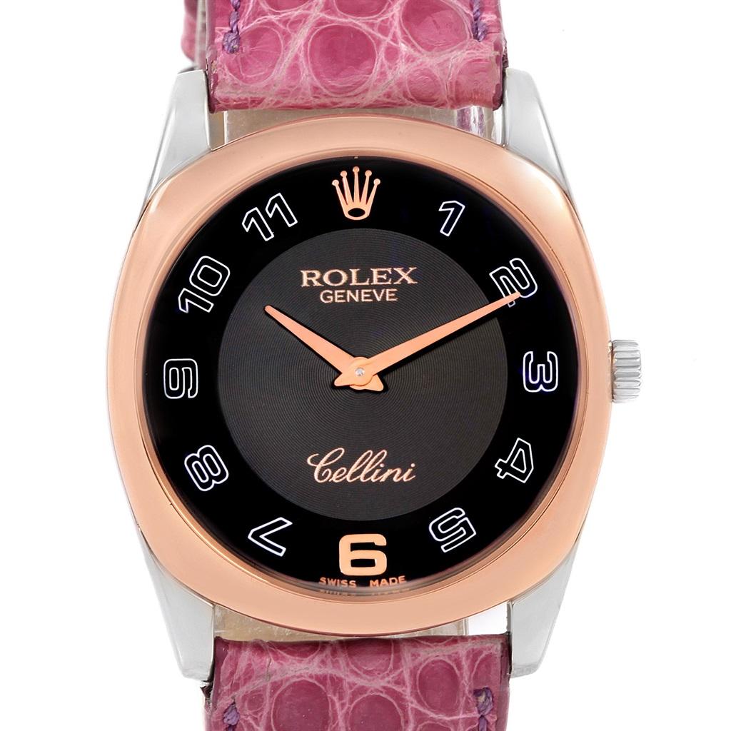 Rolex Cellini Danaos White Rose Gold Pink Strap Watch 4233 Box Papers 2