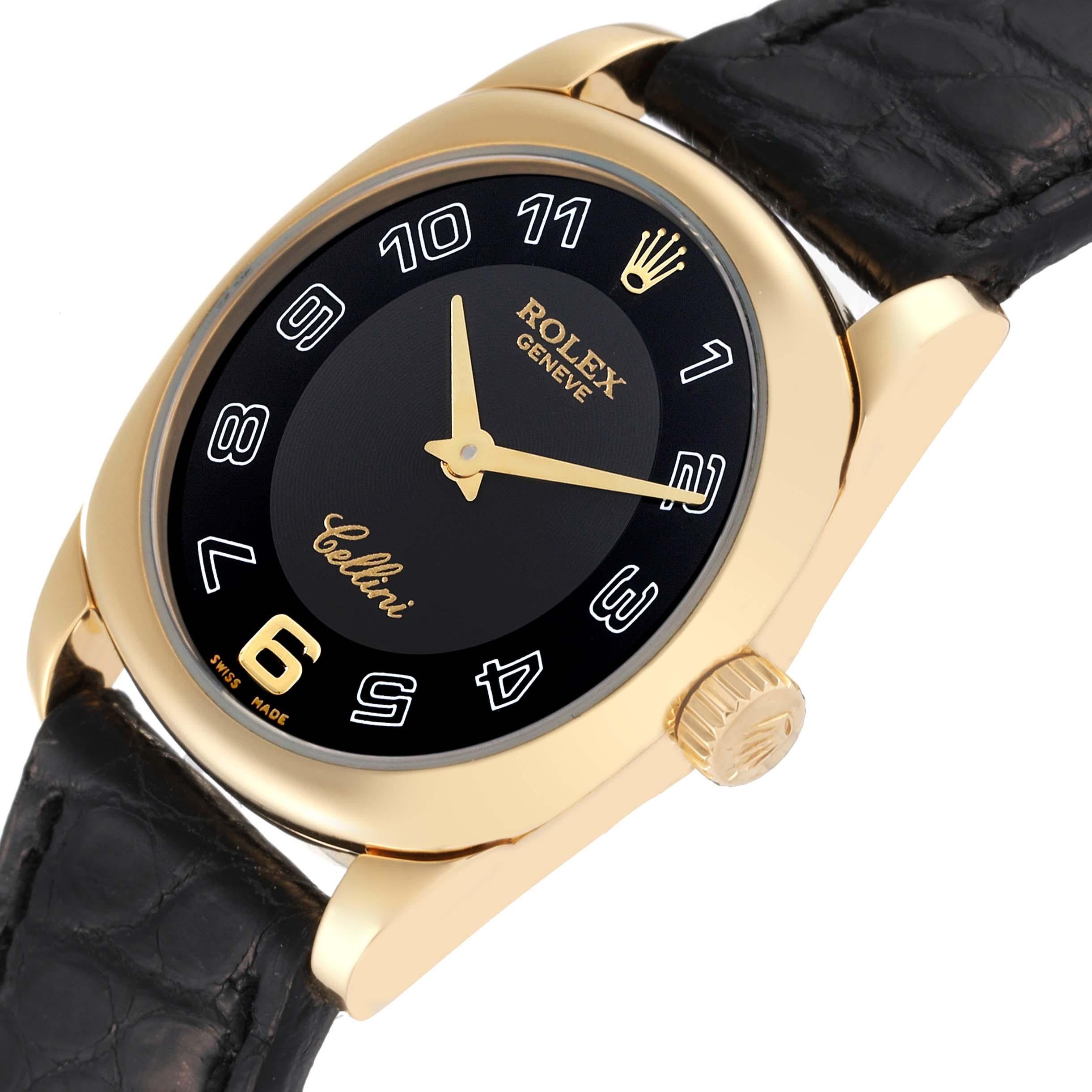 Rolex Cellini Danaos Yellow Gold Black Dial Ladies Watch 6229 Box Papers 1