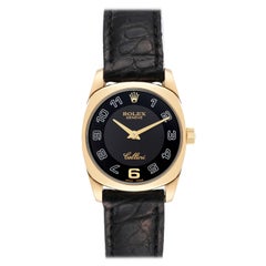 Rolex Cellini Danaos Yellow Gold Black Dial Ladies Watch 6229 Box Papers