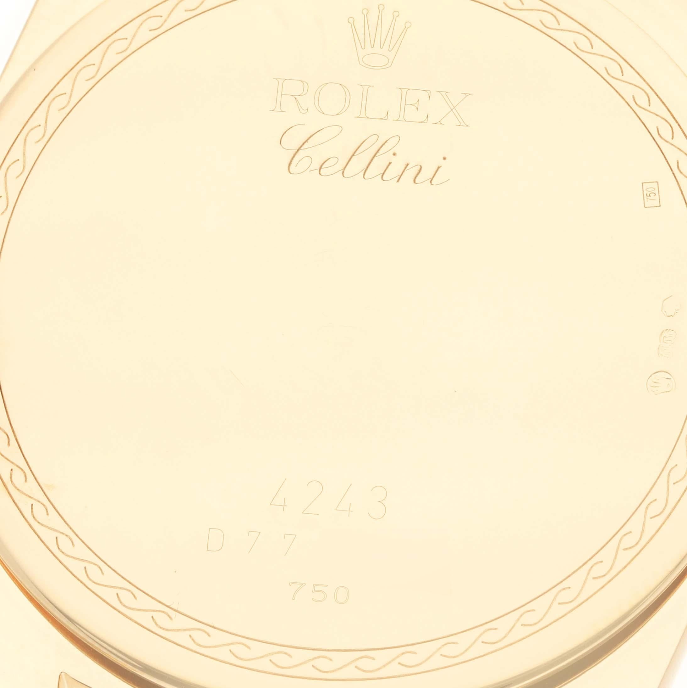 Rolex Cellini Danaos Yellow Gold Black Dial Mens Watch 4243 In Excellent Condition In Atlanta, GA