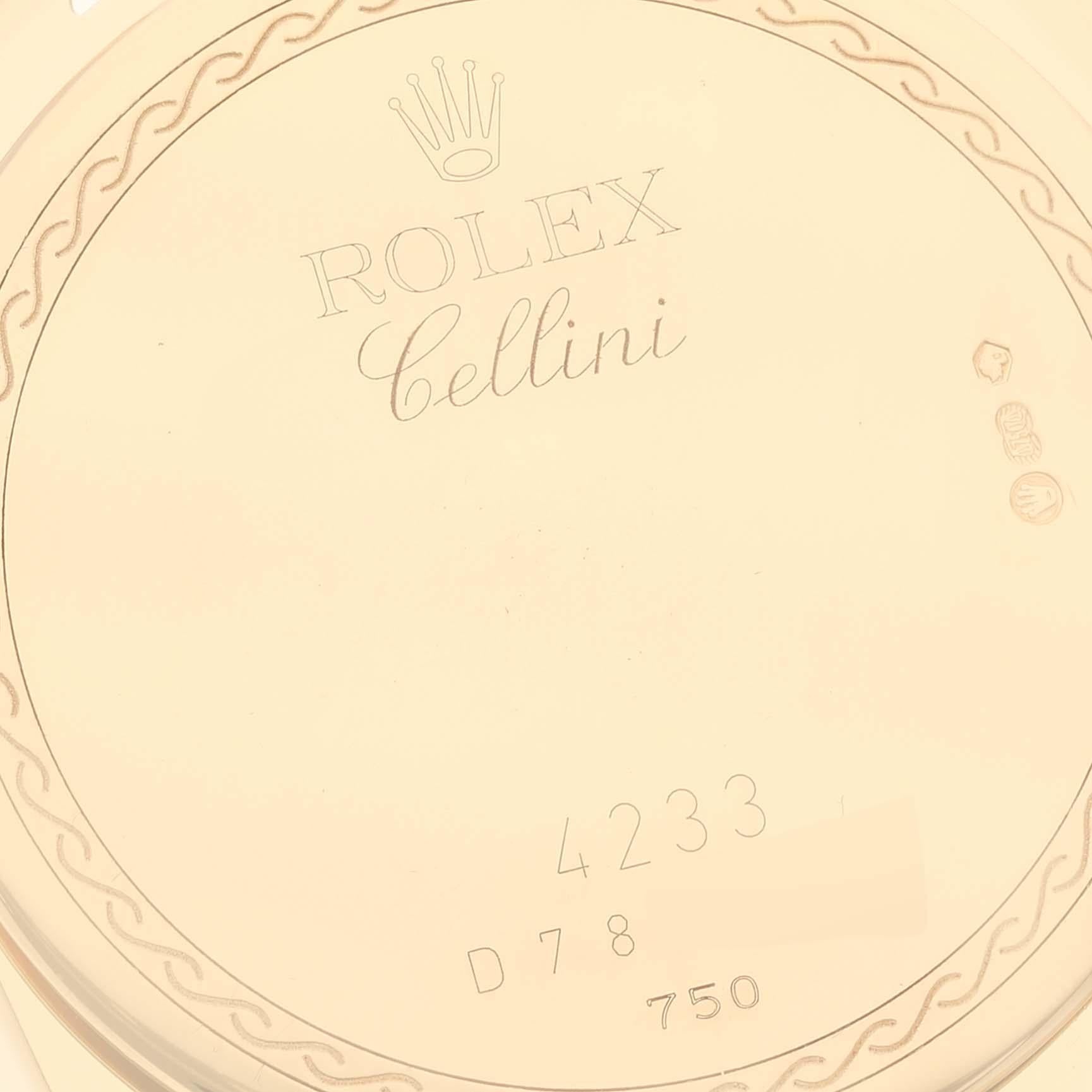 Rolex Cellini Danaos Yellow Gold Black Strap Mens Watch 4233 Card 2