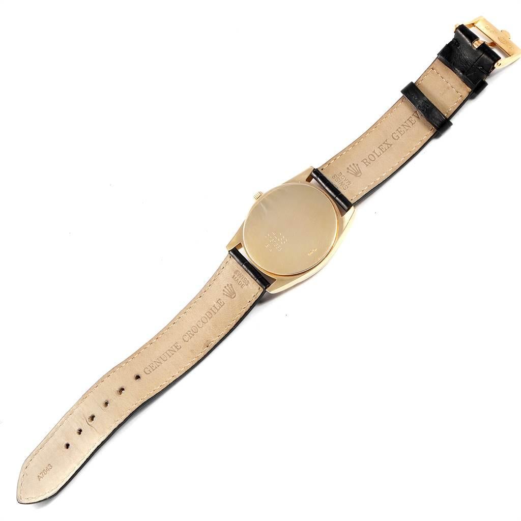 Rolex Cellini Danaos Yellow Gold Black Strap Men's Watch 4233 For Sale 6