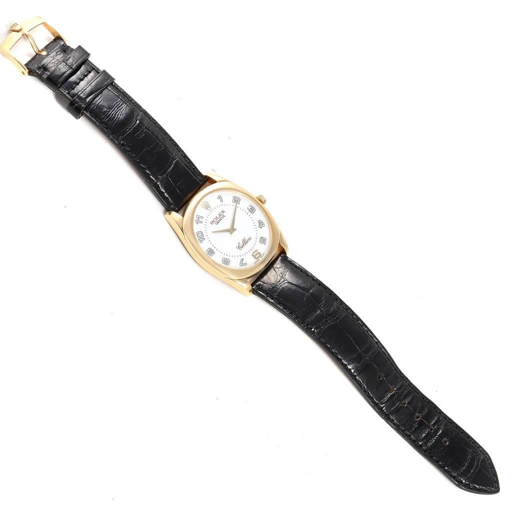 Rolex Cellini Danaos Yellow Gold Black Strap Men's Watch 4233 For Sale 7