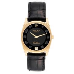 Rolex Cellini Danaos Yellow Gold Black Strap Mens Watch 4233