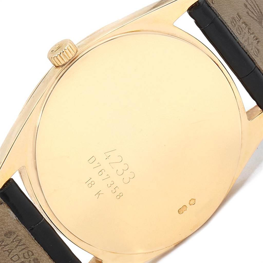 Rolex Cellini Danaos Yellow Gold Black Strap Men's Watch 4233 For Sale 2
