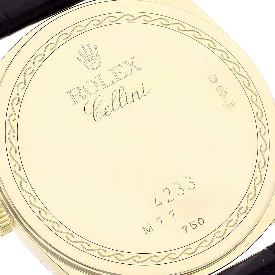 Men's Rolex Cellini Danaos Yellow Gold Black Strap Mens Watch 4233 For Sale