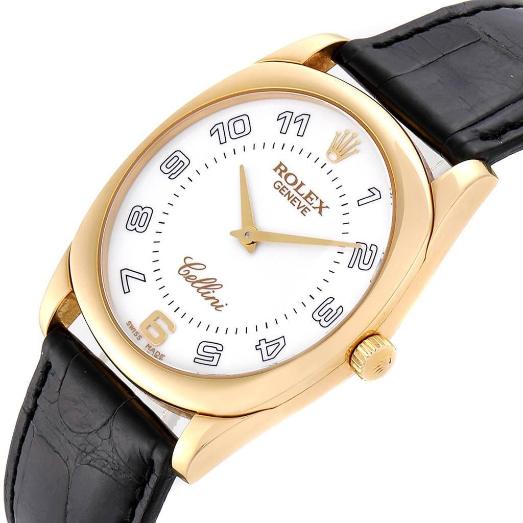Rolex Cellini Danaos Yellow Gold Black Strap Men's Watch 4233 For Sale 5
