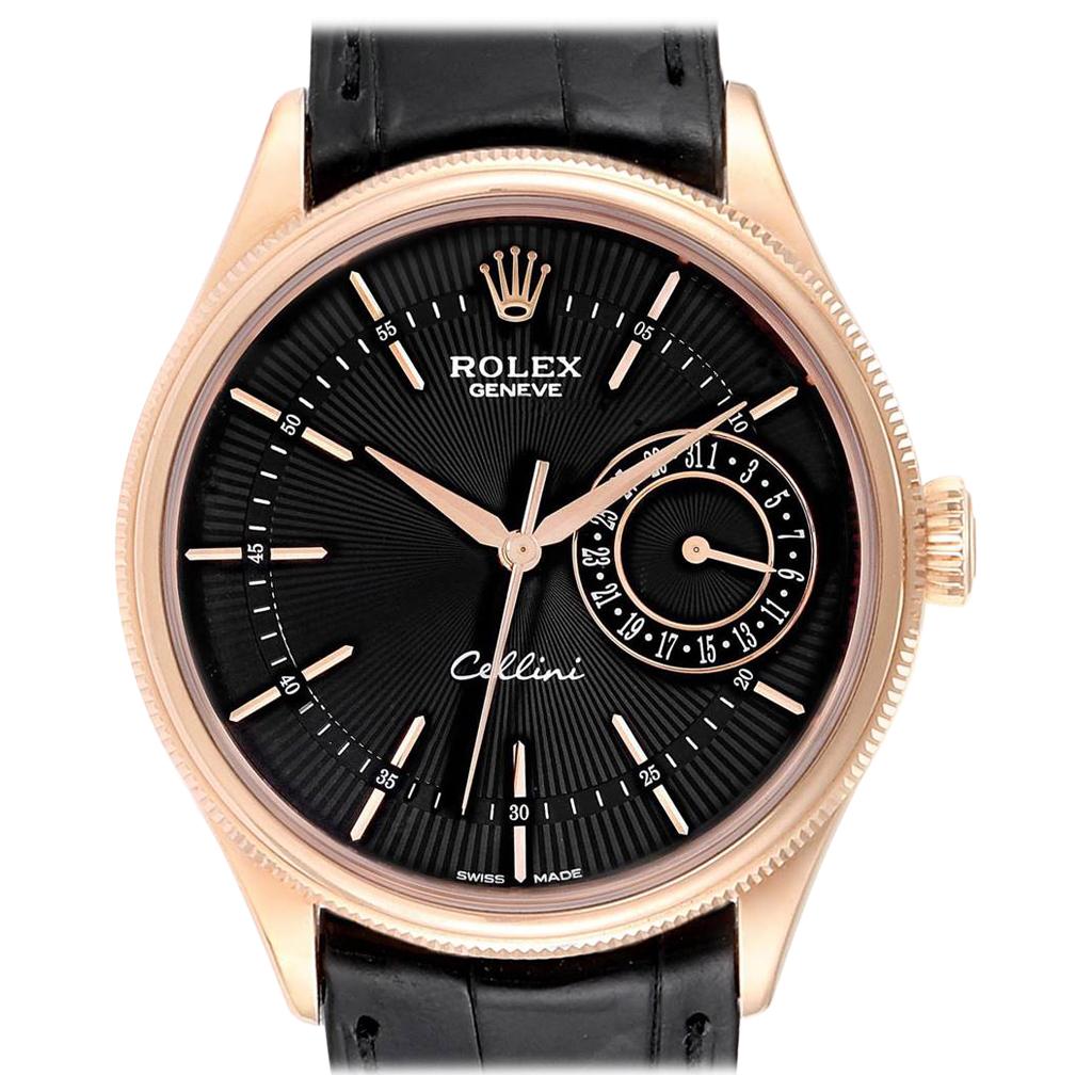Rolex Cellini Date 18 Karat Everose Gold Automatic Men's Watch 50515 Box Card For Sale