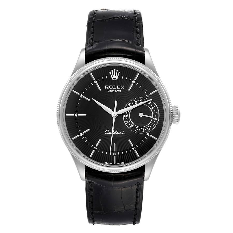 Reloj automático para caballero Rolex Cellini Date de oro blanco de 18 quilates 50519 Card. Movimiento automático de cuerda automática. Cronómetro suizo con certificación oficial (COSC). Espiral Parachrom azul paramagnética. Automático bidireccional