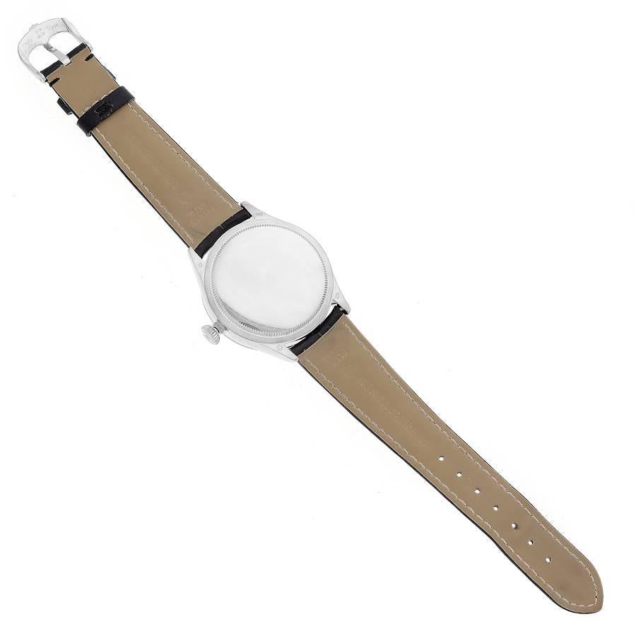 Rolex Cellini Date 18K Weißgold Silber Zifferblatt Automatik-Herrenuhr 50519 im Angebot 7