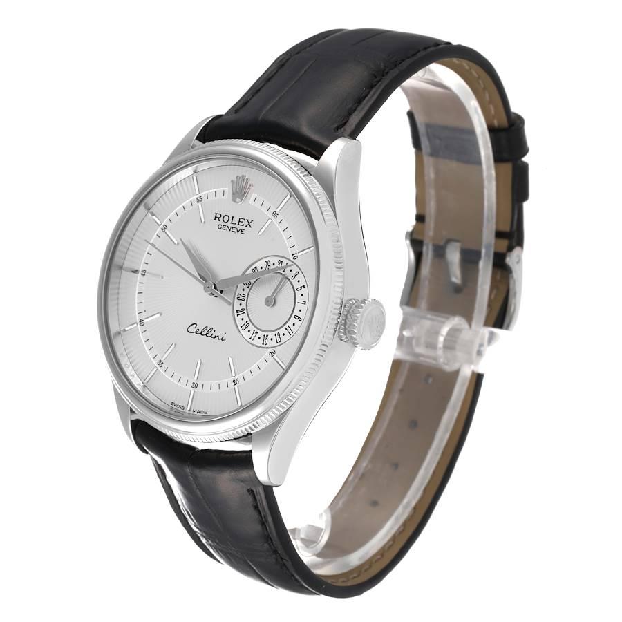 Rolex Cellini Date 18K Weißgold Silber Zifferblatt Automatik-Herrenuhr 50519 im Angebot 1