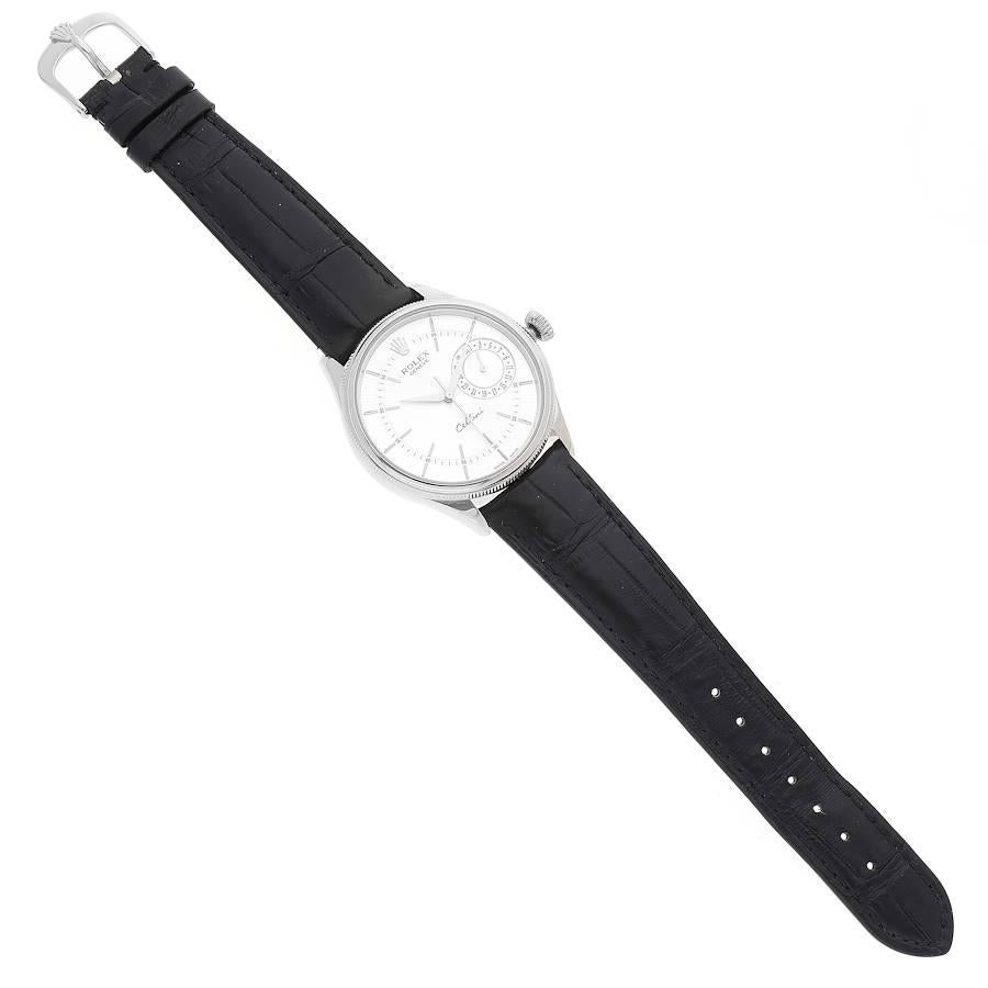Rolex Cellini Date 18K Weißgold Silber Zifferblatt Automatik-Herrenuhr 50519 im Angebot 6