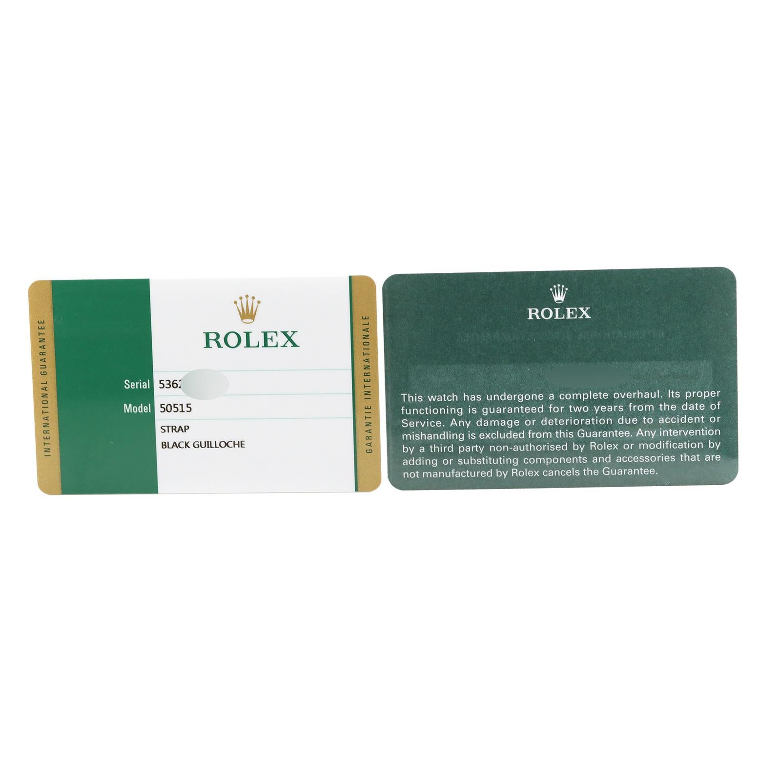 Rolex Cellini Date Cadran noir Or rose Montre homme automatique 50515 Card en vente 6