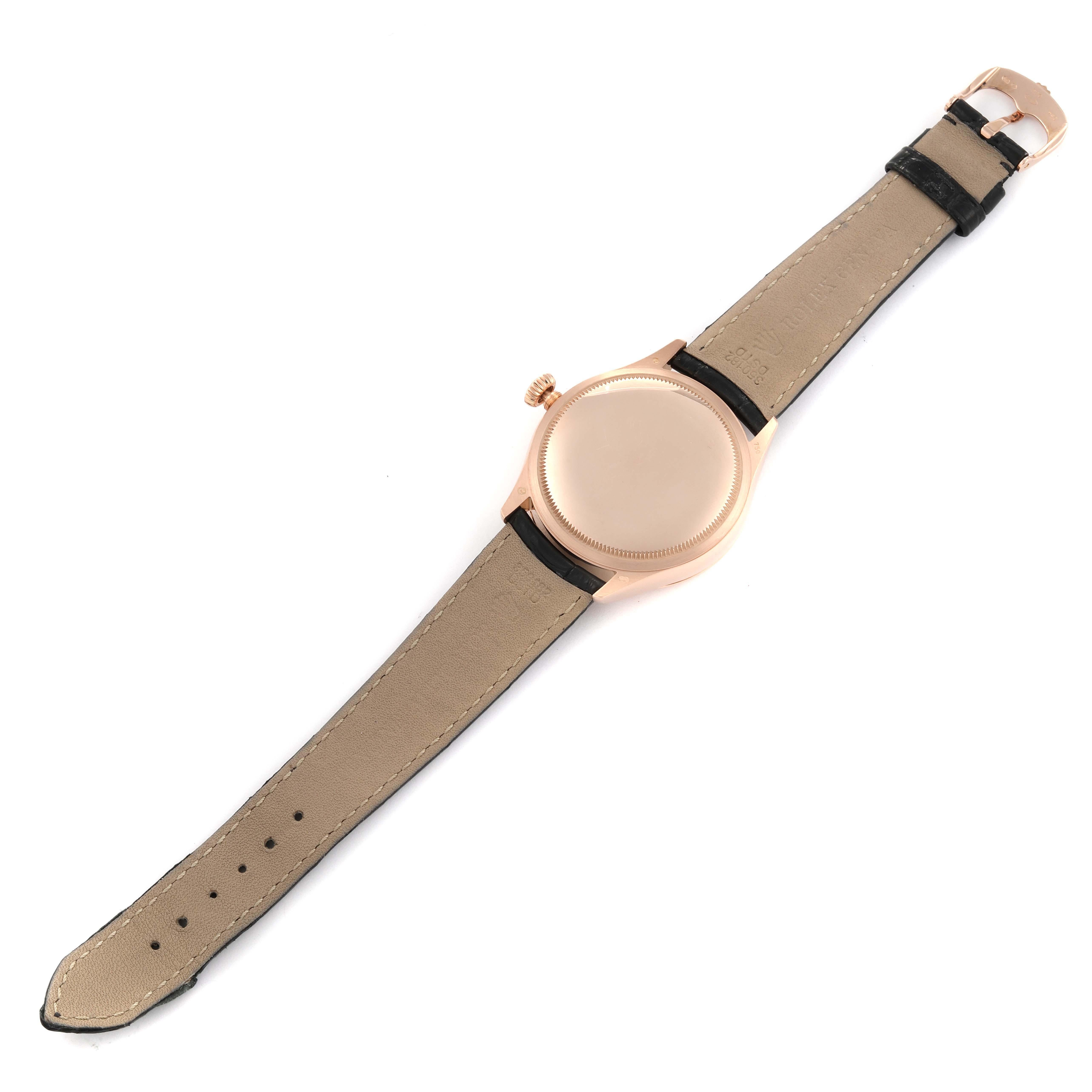 Rolex Cellini Date Esfera Negra Oro Rosa Reloj Automático 50515 6