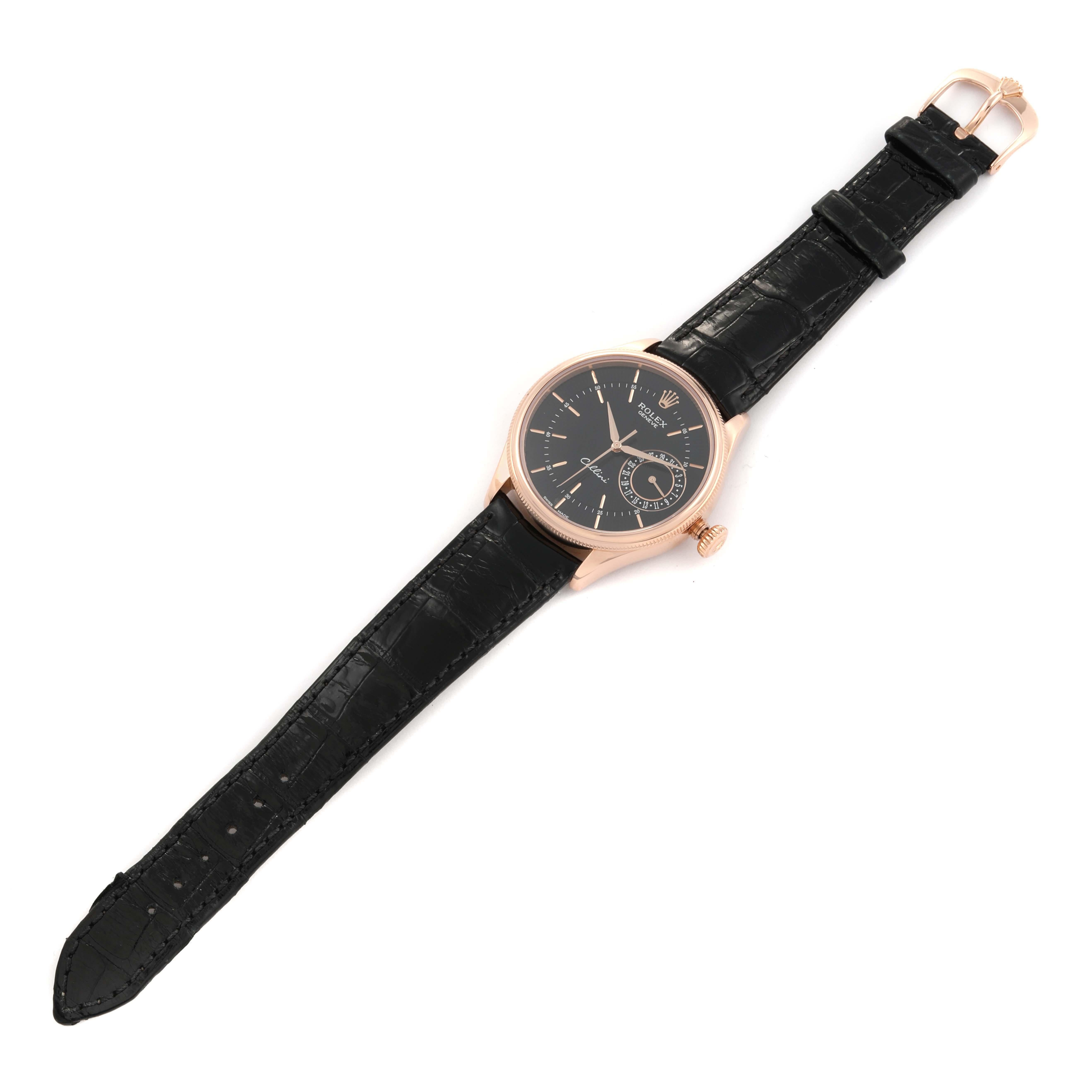 Rolex Cellini Date Esfera Negra Oro Rosa Reloj Automático 50515 5