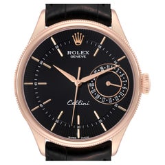 Rolex Cellini Date Black Dial Rose Gold Automatic Mens Watch 50515